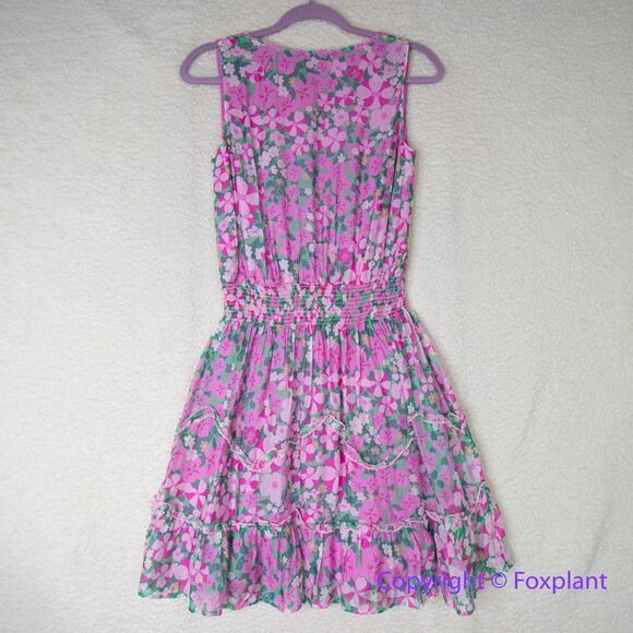 New! Vineyard Vines Silk Blend Montauk Daisy Peapode Tea Rose‎ Mini Dress, XS - Picture 7 of 16